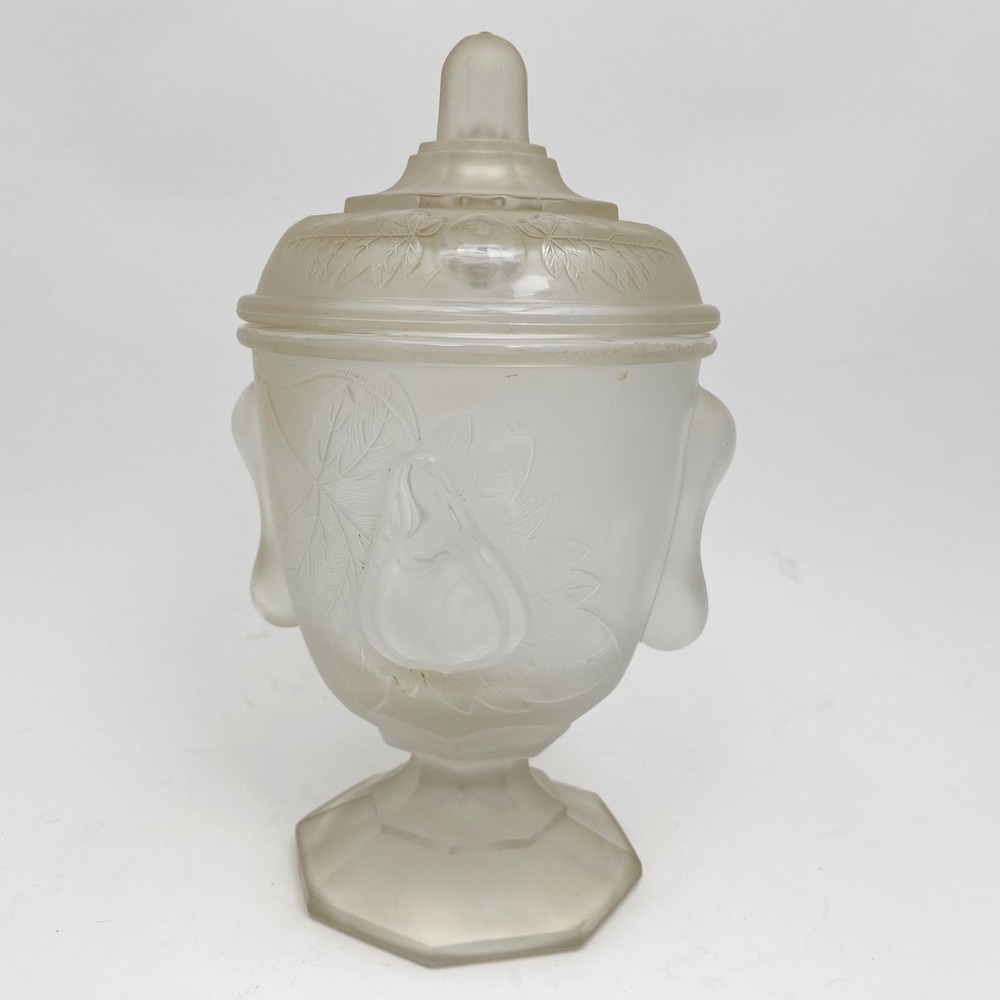 Adams & Co Gipsy‎ Baltimore Pear Frosted Glass Lidded Compote EAPG